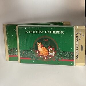 Vintage Hallmark Holiday Invitations - Green and Red